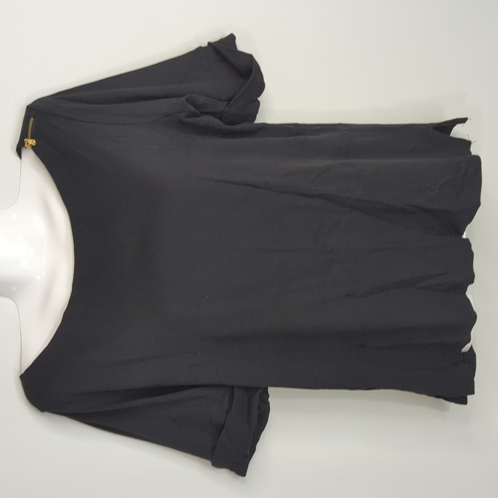Lauren Ralph Lauren Black Zip Shoulder Cotton Casual Top Womens Size L